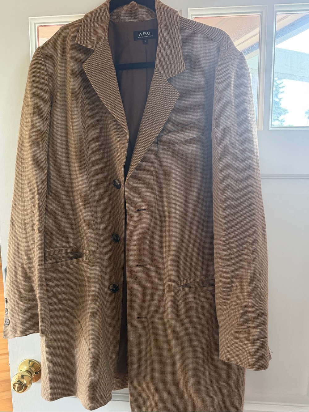 A.P.C. Men's Tan/Brown Textured Trench Coat